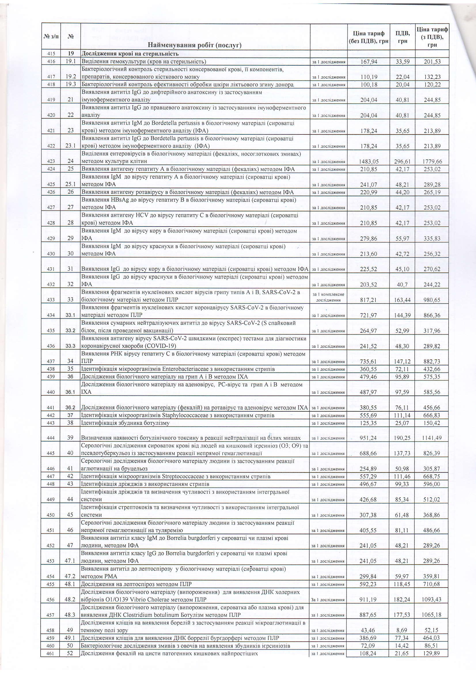 Прайскурант 8