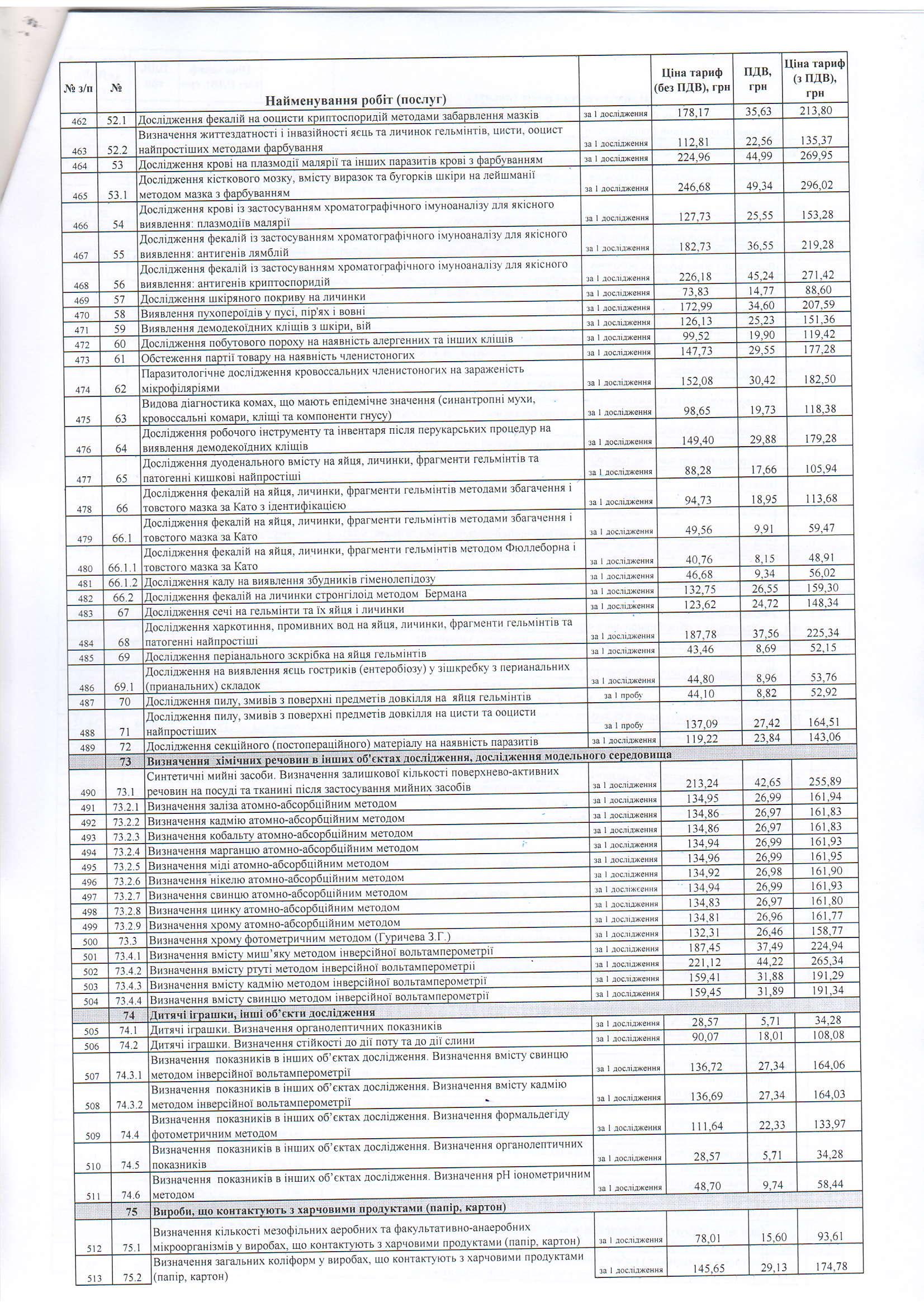 Прайскурант 9